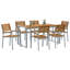 6 - Person Solid Wood Patio Dining Set Rectangular Table-348372623