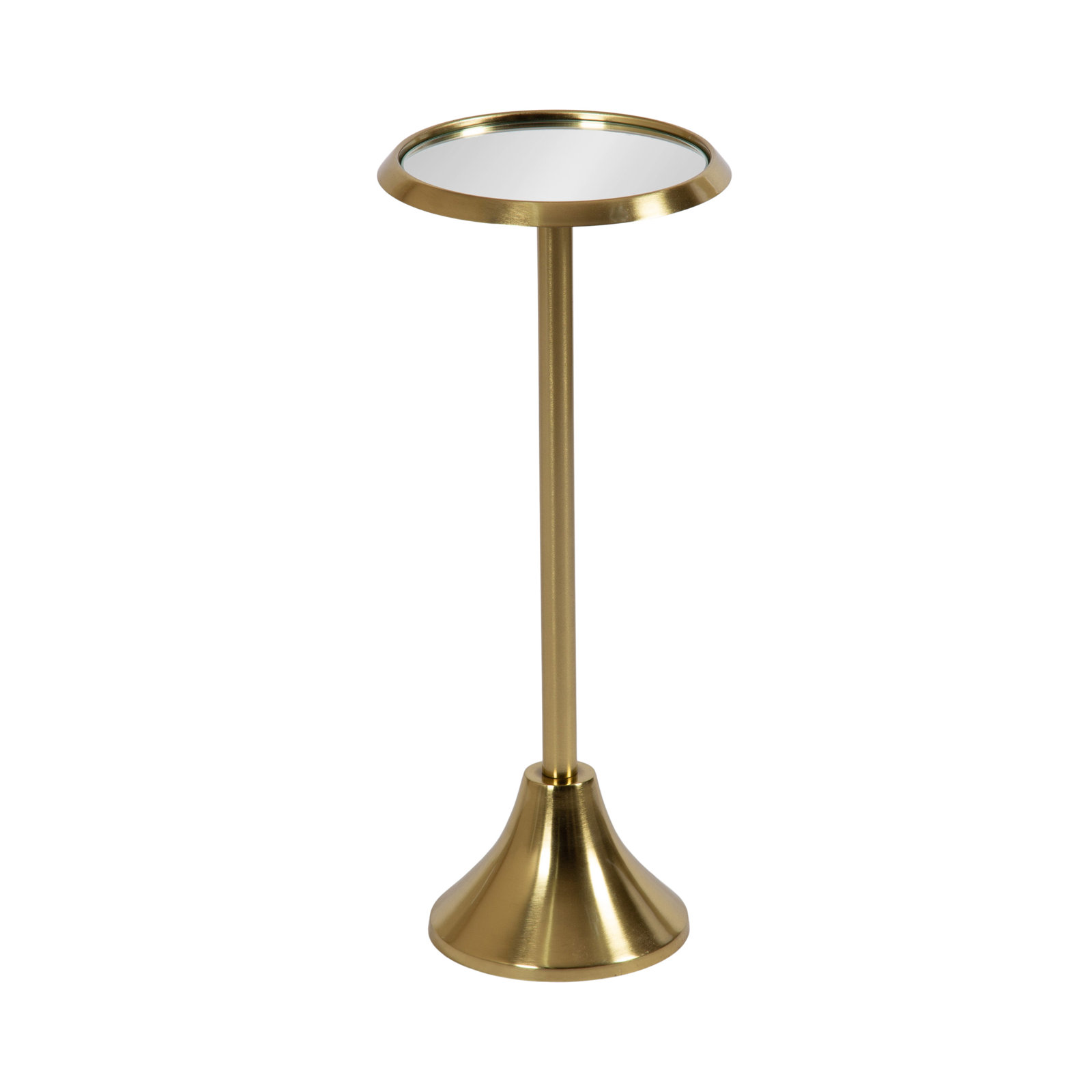 Deanna End Table, 23" H x 9" W x 9" D, Gold Base/Mirrored Glass Top