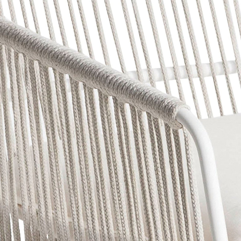Causeuse avec coussins Yland, Toile Sunbrella® naturel, Blanc