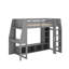 Lit mezzanine simple avec bureau et support à vêtements suspendu-385238894