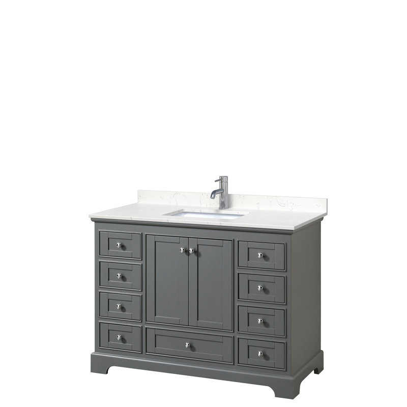 Deborah 48'' Dark Gray Single Freestanding Vanity with Carrara Cultured Marble Top