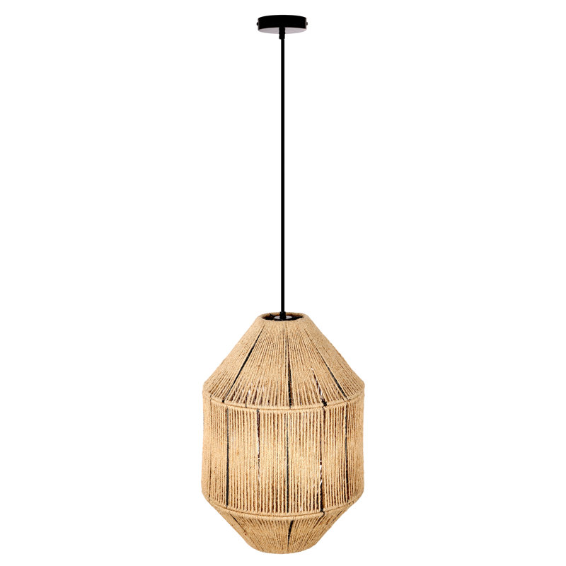 Abberger  17"W Black and Tan Jute Pyramid Pendant Light