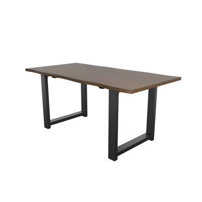 160cm Solid Pine Dining Table for 6 - Rustic Farmhouse Rectangular Table with Black Metal Legs