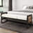 56.7" Boucle Upholstered Bench with PE Rattan Accent Armrest-1361940040