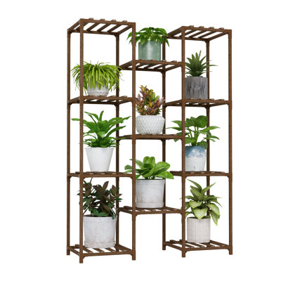 Tablette de coin à 11 niveaux pour plantes en bois, multi-niveaux pour salon / jardin / patio intérieur / extérieur