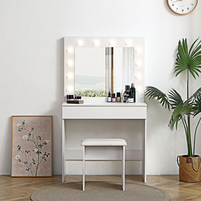 Table de coiffeuse avec miroir lumineux