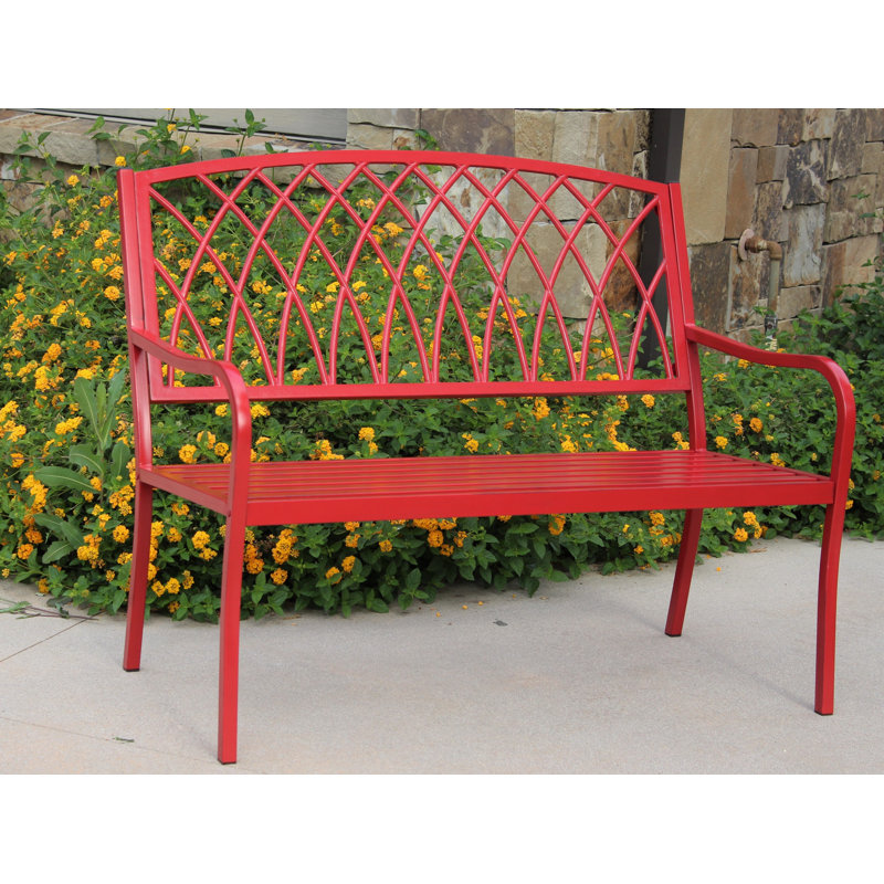 Banc de parc en aluminium et acier Senga, Rouge brossé