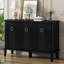 Armoire de rangement rustique en bois d'acacia avec trois portes solides-10985866