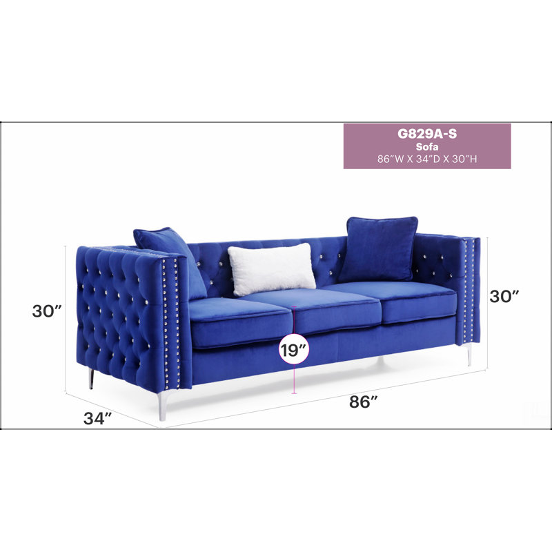 Canapé rembourré Glory Furniture Paige, Bleu