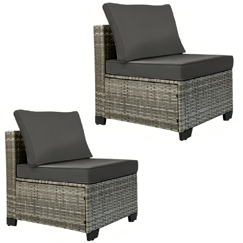 Chaise de patio d'extérieur en osier avec coussins