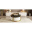 Modern Round Nesting Coffee Table Fluted With Drawer In Black & Gold In 27.6"