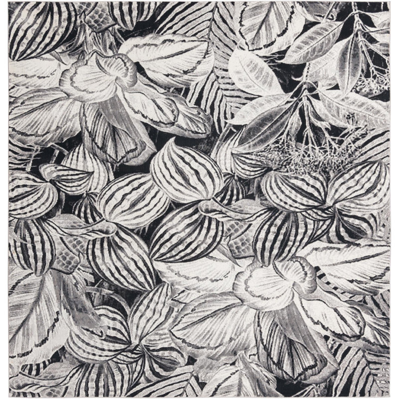 Herington Floral Indoor Rug, Square 7'10"
