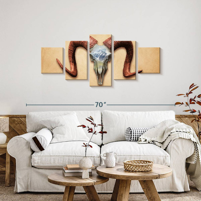 Daunting Ram Skull, 24" H x 55" W