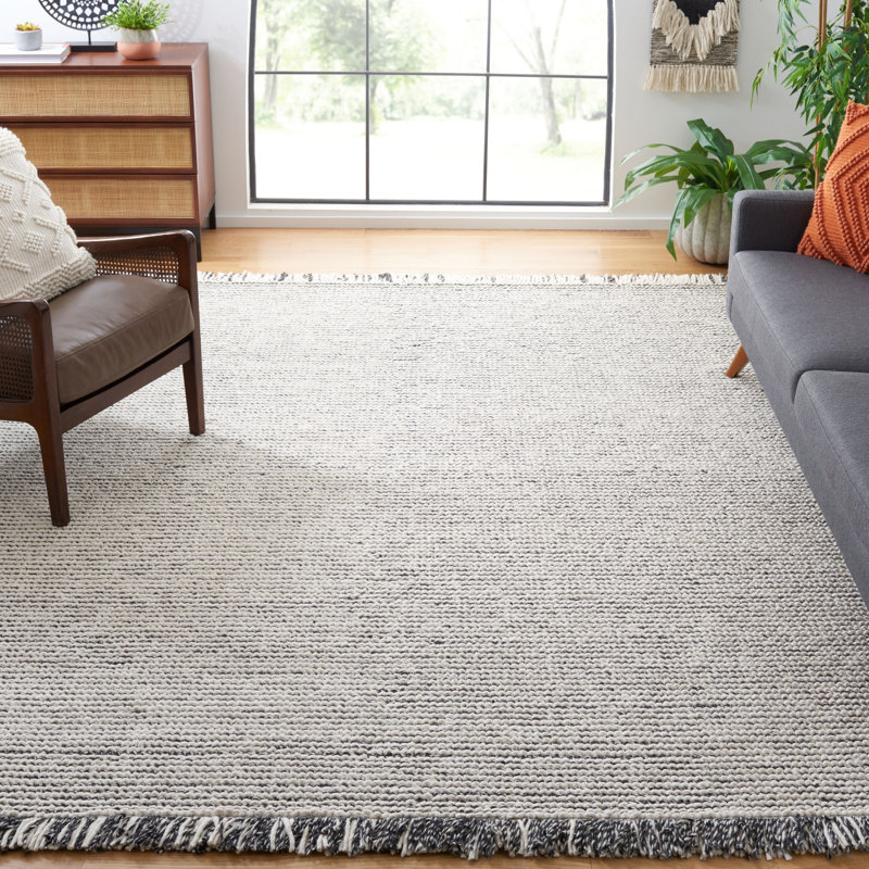 Tapis en laine / coton gris Breilynn, Rectangle 8 pi x 10 pi