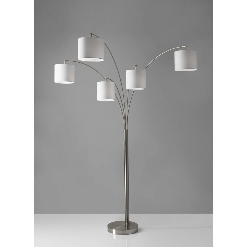 Lampe sur pied à branches 82" Noland, Acier brossé, Blanc