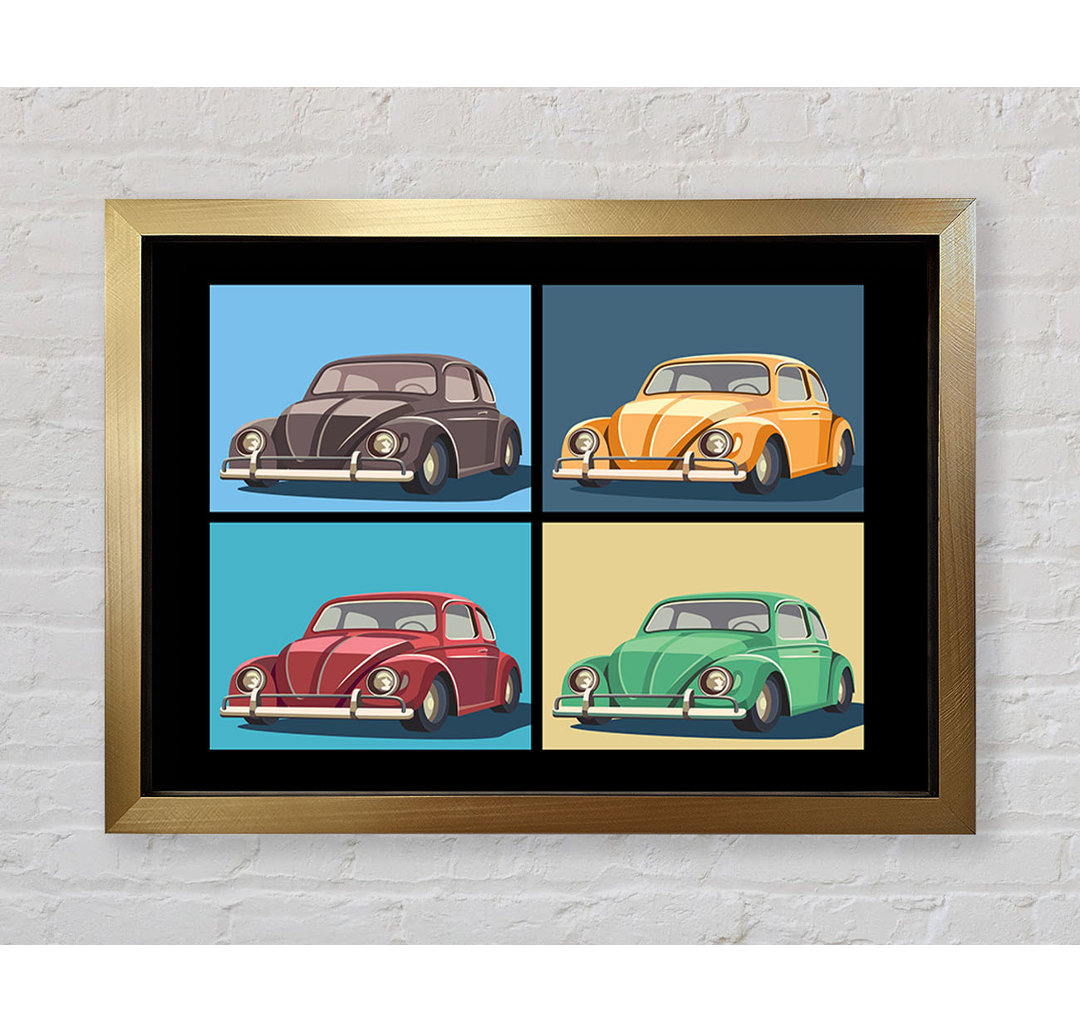 VW Käfer Pop Art - Einzelne Bilderrahmen Kunstdrucke