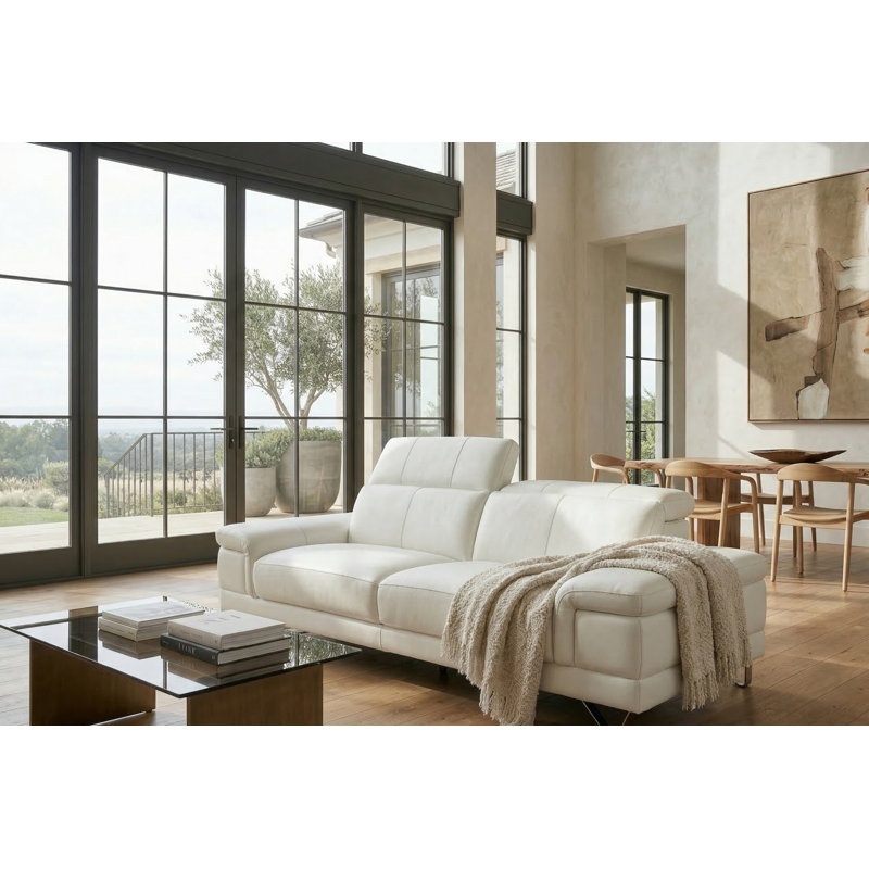 Genuine Leather Sofa, 2, White