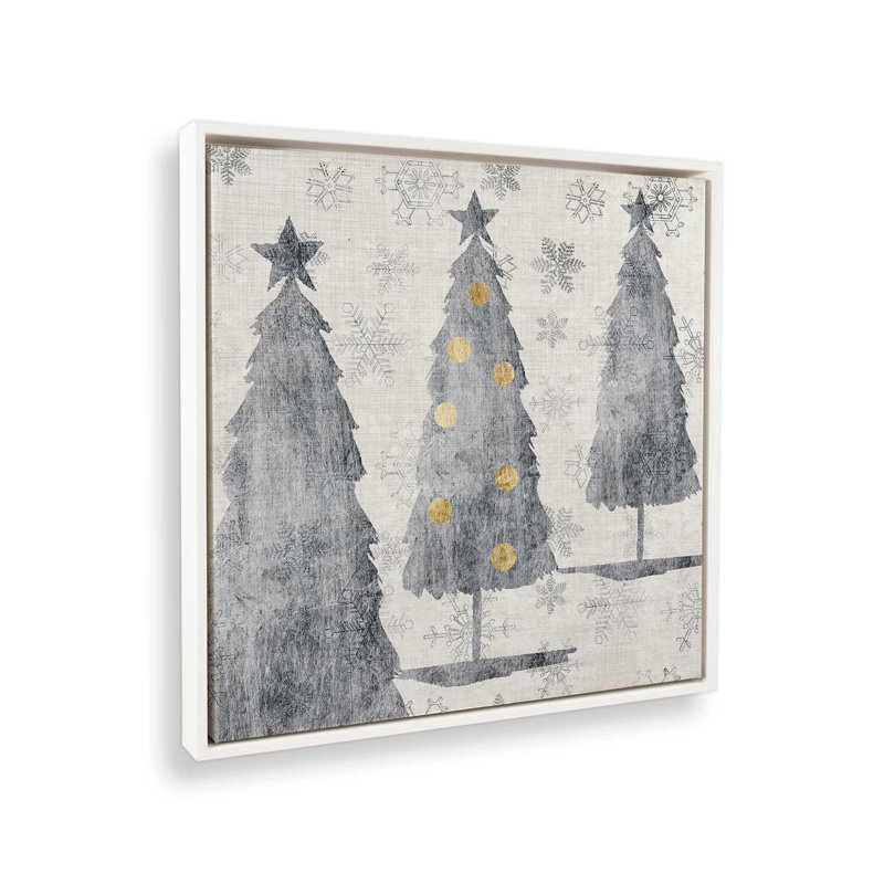 «Festive Silver Trees», reproduction sur toile, Cadre blanc, H 16,75 po x l 16,75 po x P 1,75 po