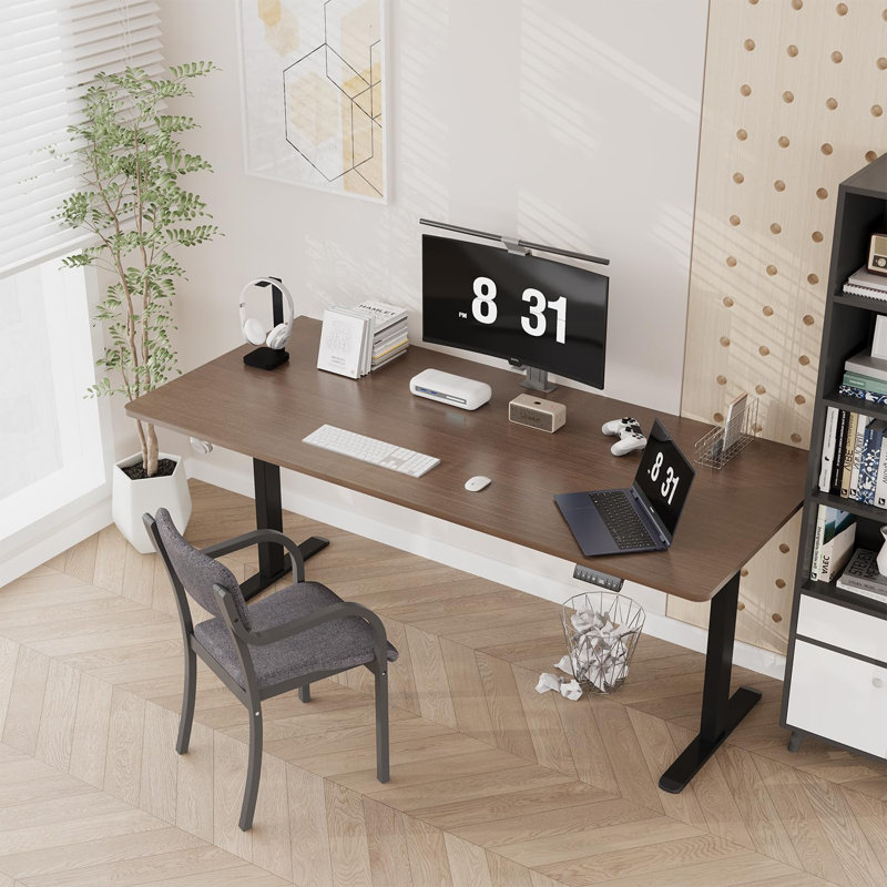 Dionysius Electric Height Adjustable Standing Desk, 140cm x 70cm, Brown, Black