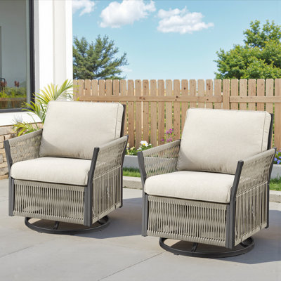 Premium Outdoor Patio Furniture Set, PE Wicker Swivel Rocker Chairs Set Of 2 With 4" Thickened Cushion & All-Weather Iron Frame For Balcony, Garden, Backyard & Poolside