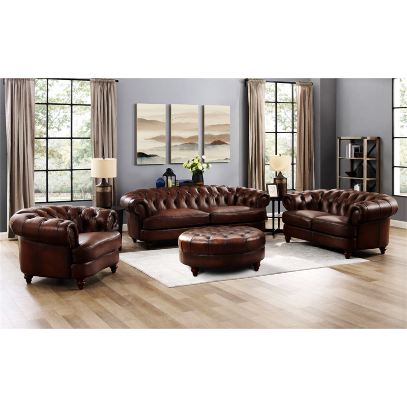 Repose-pieds en cuir Newport