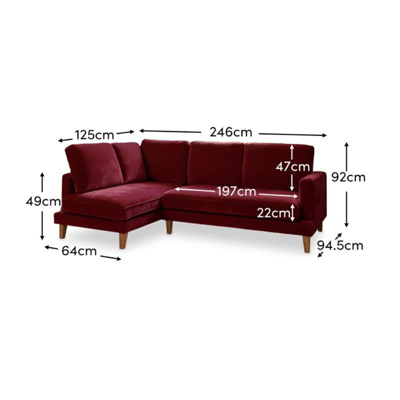 3 Seater Corner Sofa , Burgundy