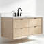 Meuble-lavabo flottant transitionnel en chêne naturel 48 po avec plateau en marbre d'ingénierie de 1 po-59177733