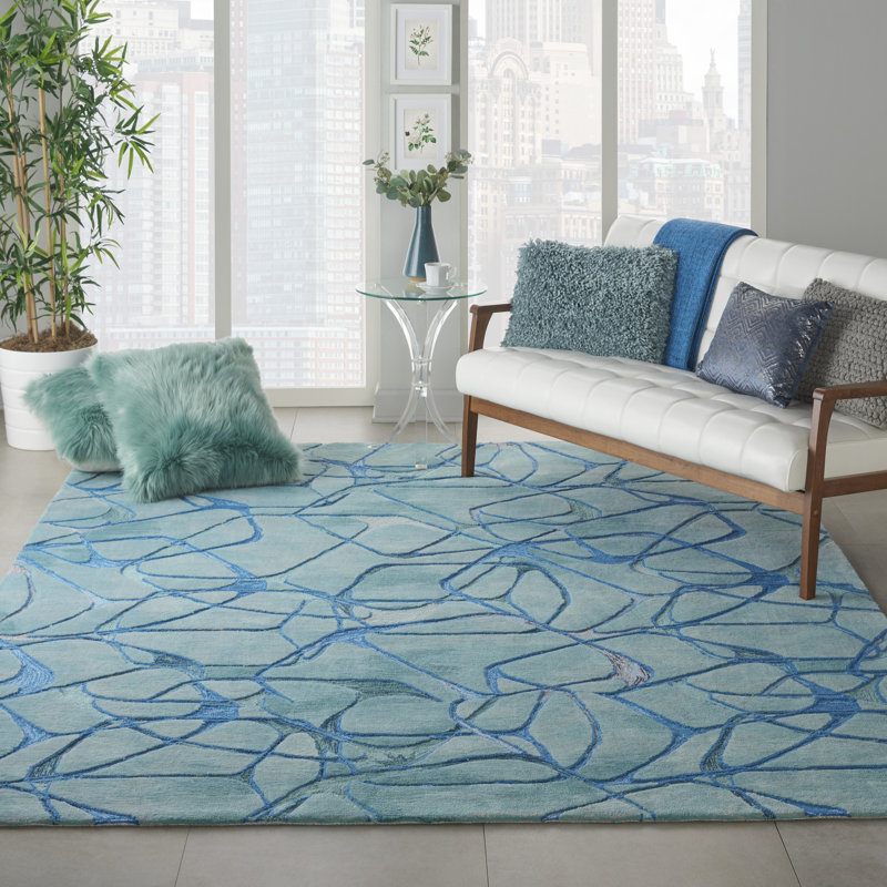 Tapis bleu moderne 3 pi 9 po x 5 pi 9 po Corrigan Studio®, Rectangle 8 pi 6 po x 11 pi 6 po