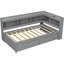 Lit simple avec bibliothèques en forme de L et prises de courant, 2 tiroirs, gris - Unité de tiroir pratique pour station de charge-1252465106