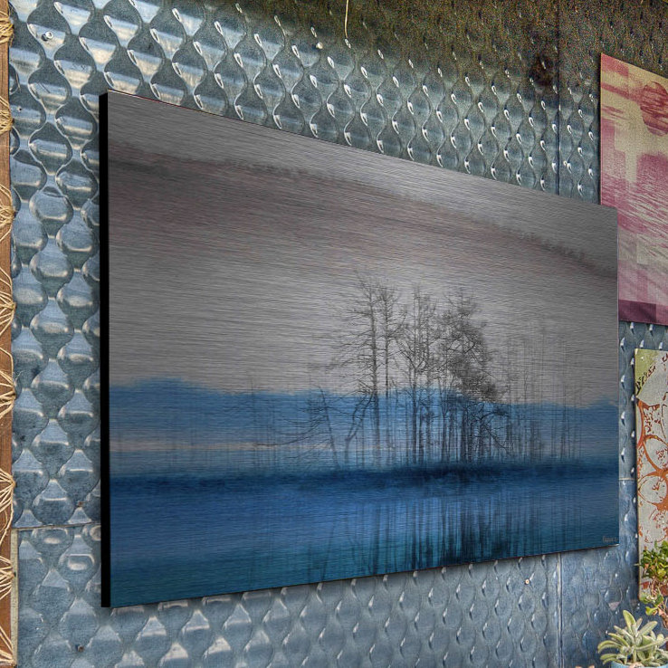«Blue Lake Horizon», reproduction d'art sur aluminium brossé, H 30 po x l 45 po x P 1,5 po