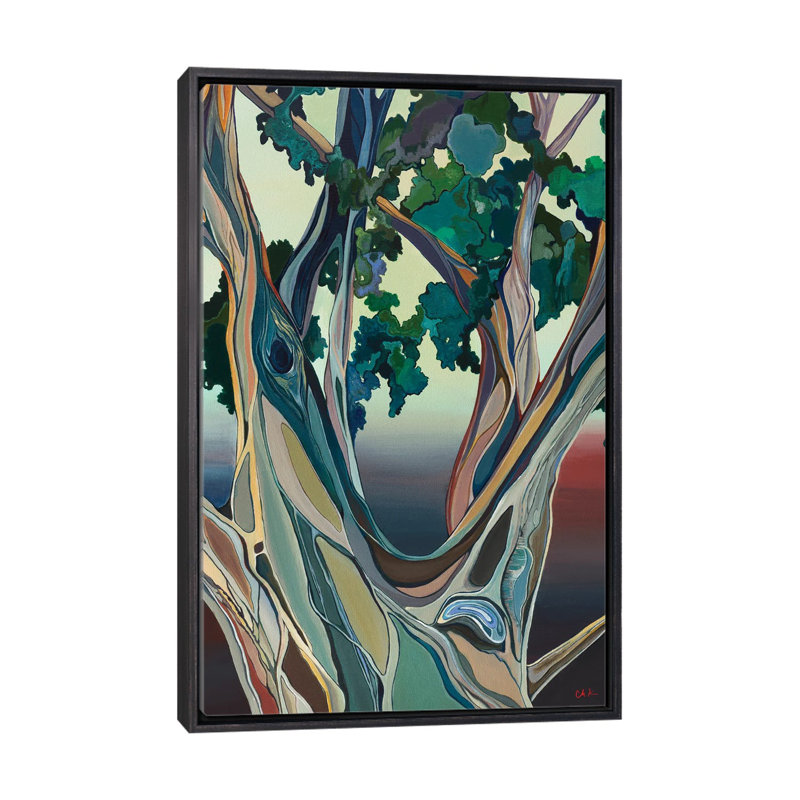 Grand arbre à Honolulu_1PC6, Cadre flottant noir patiné, H 26 po x l 18 po