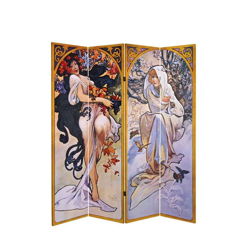Paravent Sarno Art Nouveau Seasons, 6 pi de haut