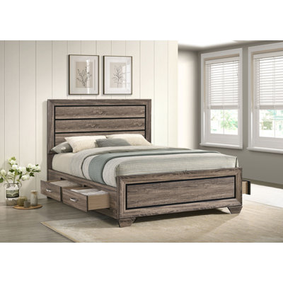 Brookes Wood Queen Storage Panel Bed Washed Taupe