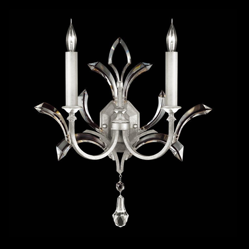 Beveled Arcs Candle Wall Light, Silver