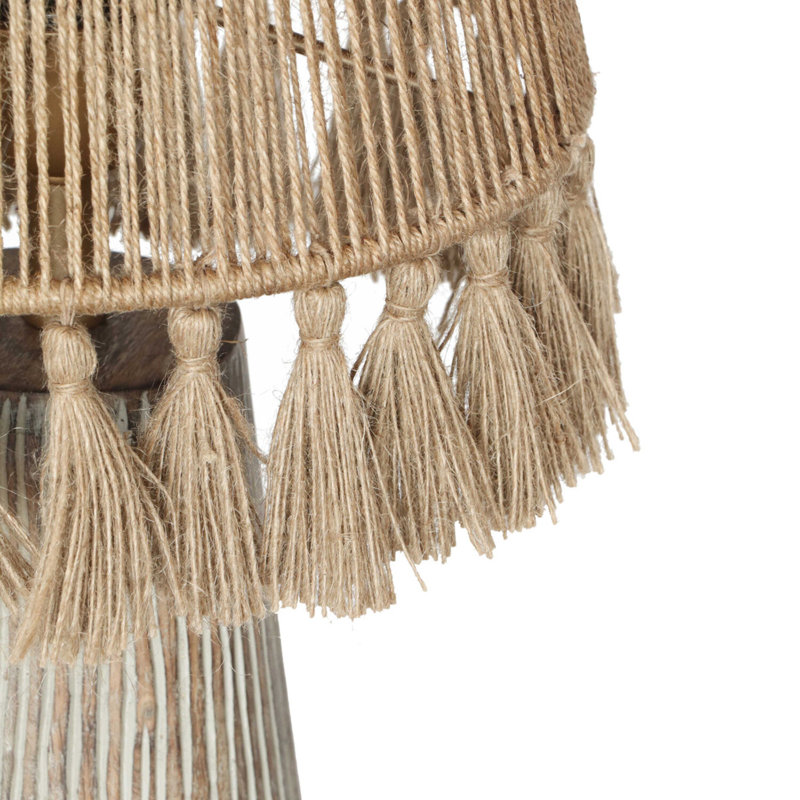 Adjustable Natural Jute and Mango Wood Table Lamp
