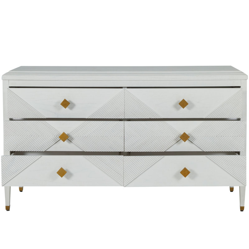 Julia 6 Drawer 57.5" W Solid Wood Double Dresser
