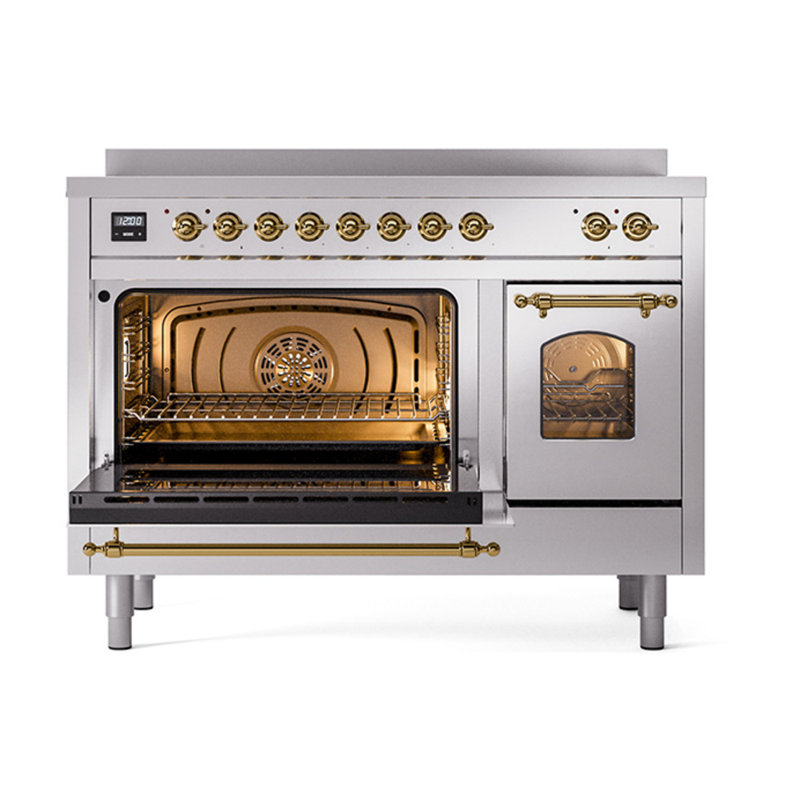 ILVE Nostalgie II 48 in Induction Range, Stainless Steel/Brass