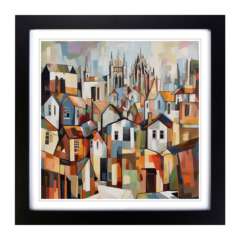 City Of Canterbury Cubism No.1 - Framed Print, Black