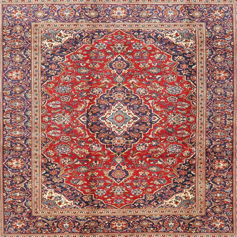 Tapis traditionnel rouge / brun Belterra, Carré 3 pi