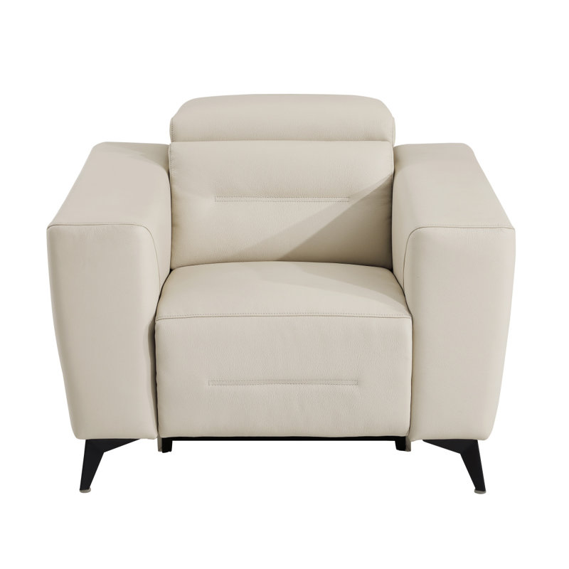 Fauteuil inclinable électrique en cuir fleuri Waad, Beige