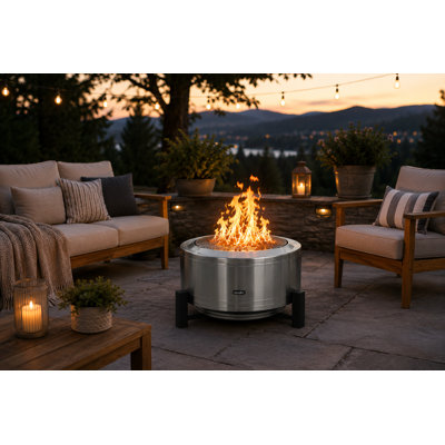 27in Smokeless Fire Pit, Low Smoke Bonfire Fire Pit, Wood Burning Pellet Firepits, Stainless Steel