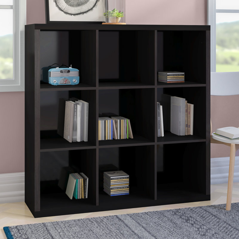 Decorative Storage 9 Cube Bookcase, Black Walnut