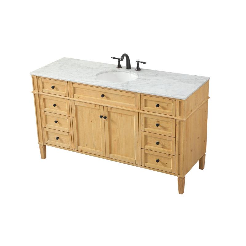 Ensemble de meuble-lavabo simple 60 "Rivers, Brun clair