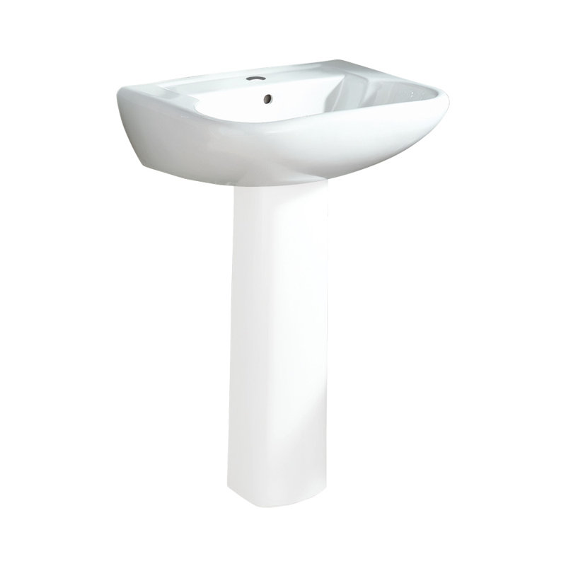 Southhampton Vitreous China U-Shaped Pedestal Bathroom Sink with Overflow, White, Single, 33" H x 18.25" W x 23.375" L