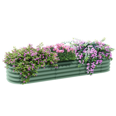 Outsunny Galvanized Raised Garden Bed Kit, Outdoor Metal Elevated Planter Box With Safety Edging, Easy Diy Stock Tank For Growing Flowers, Herbs & Vegetables