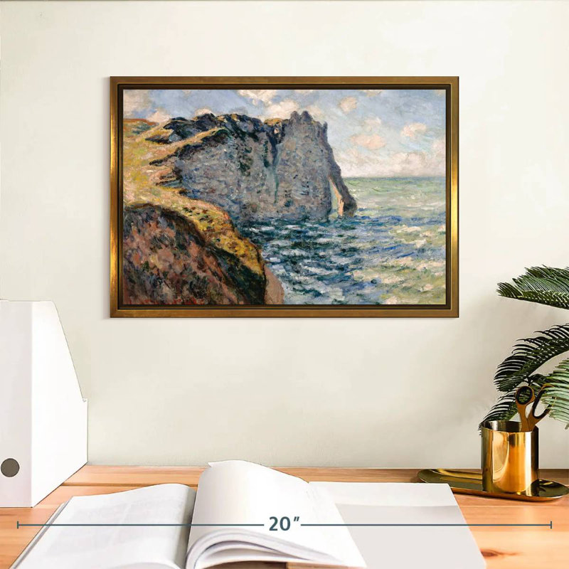 La falaise d'Aval Etretat, 13 po x 9 po, Cadre flottant doré