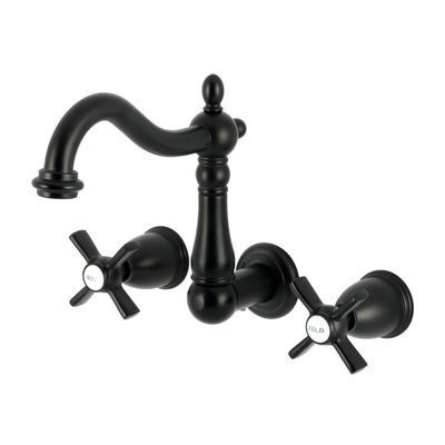 Kingston Brass Millennium Double-Handle 3-Hole Wall Mount Bathroom Faucet