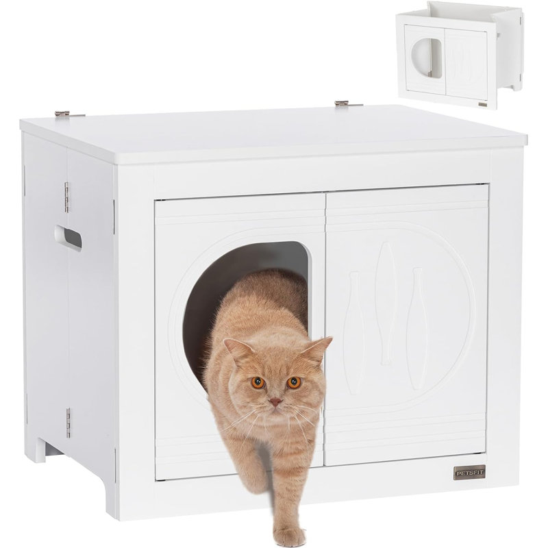 Meuble pliant pour chat, dépliant pour utilisation, aucun assemblage requis, maisonnette d'intérieur pour chat, table de bout, blanc