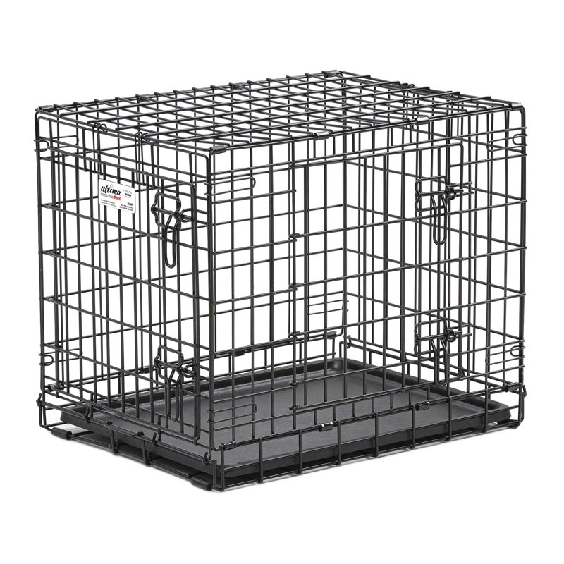 Extra Small Black Rolling Metal Dog Crate with Divider
