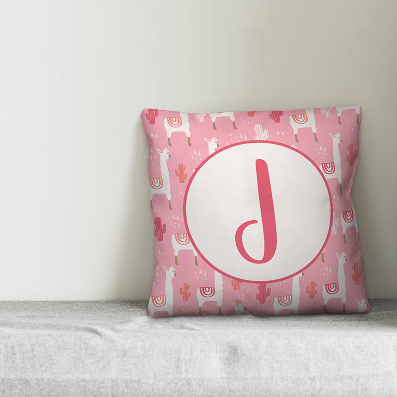 Monogram Lllama Pattern - V Throw Pillow, J